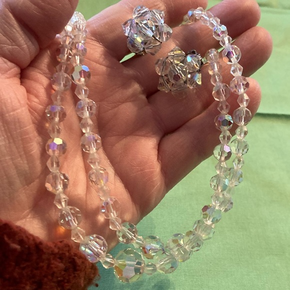 Vintage AB beaded necklaces with earrings lot of 2 - Picture 2 of 8